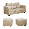 Juego de Living Diseño A&M Home Loreto Sofá 3 Cuerpos + 2 Pouf 1 Cuerpo  Beige Felpa