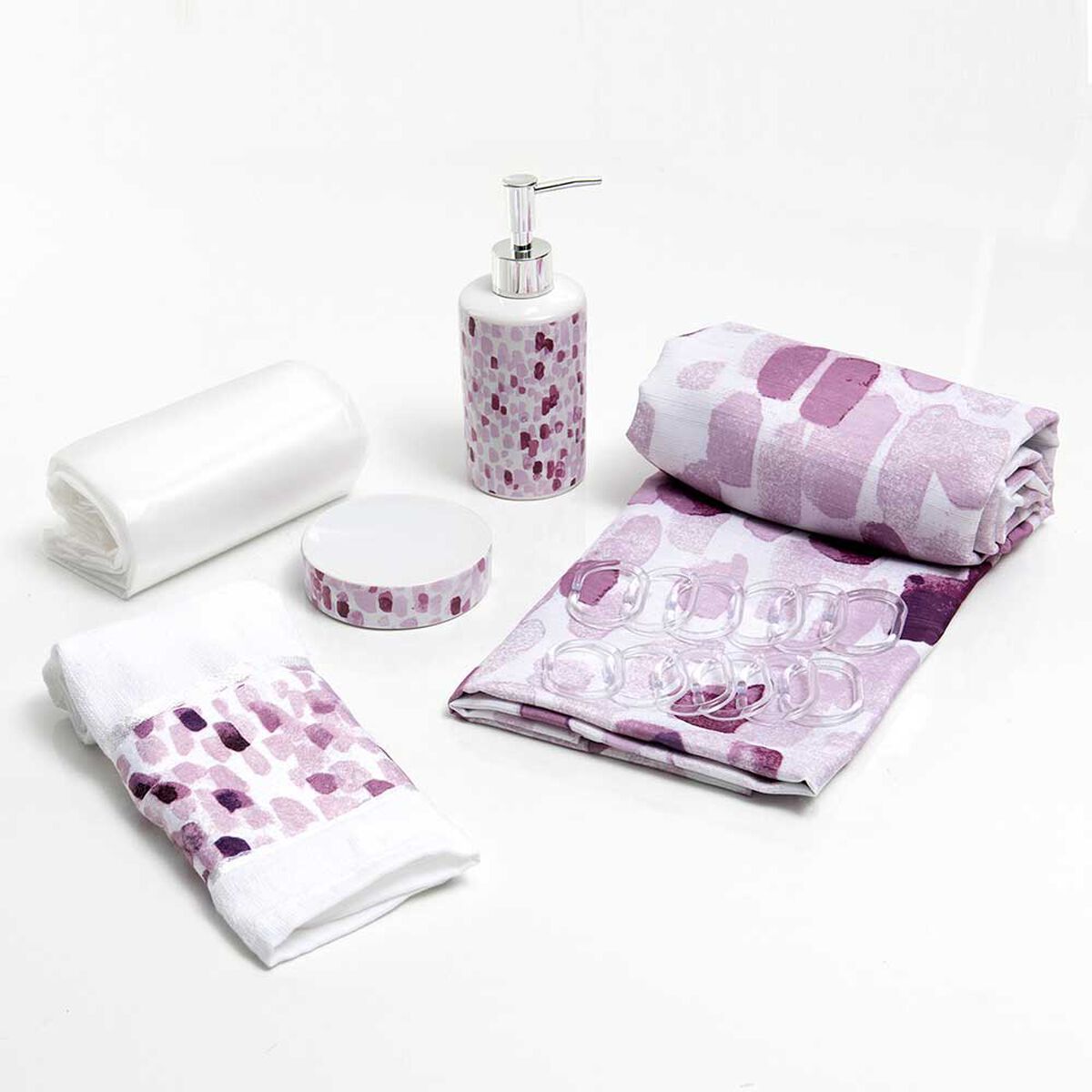 Set Cortina de Baño 6 Piezas Mashini Limarí Multicolor