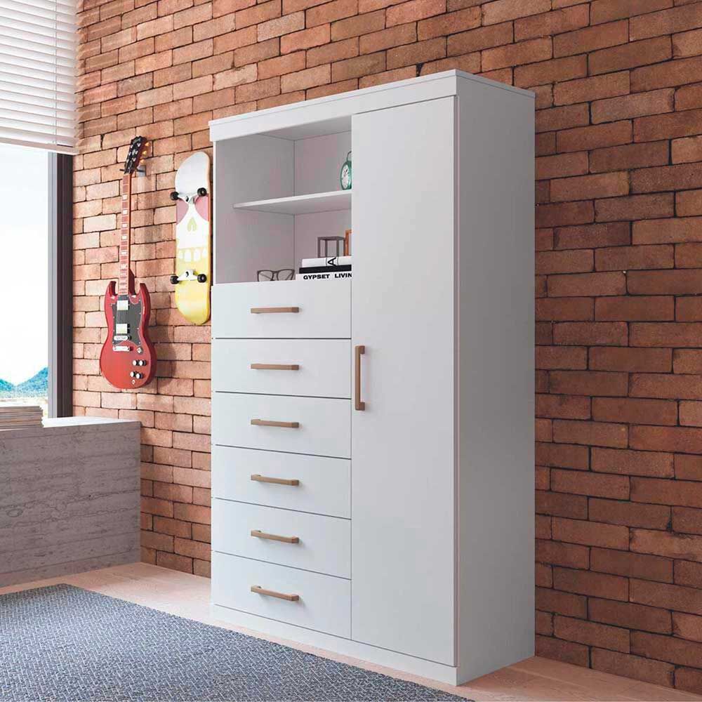 Cómoda Onessta Maraba 6 Cajones 1 Puerta Blanca