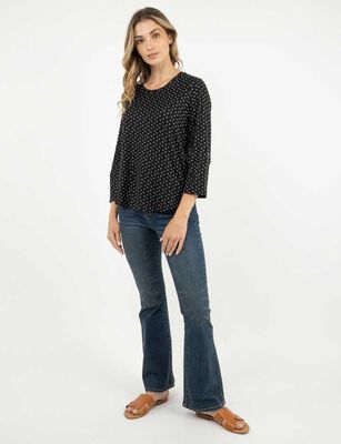 Imagen 2 del producto Polera Manga 3/4 Mujer Portman Club Ecru, Negro, Negro-2, Print-1