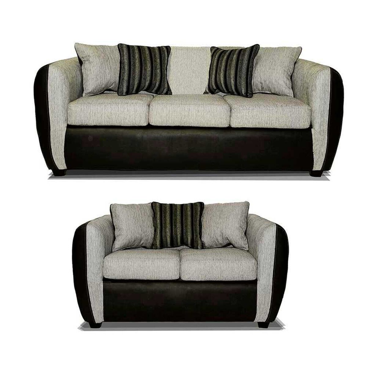 Juego de Living Elegant Detail Oklahoma Sof&aacute; 3 Cuerpos + Sof&aacute; 2 Cuerpos Gris Plata