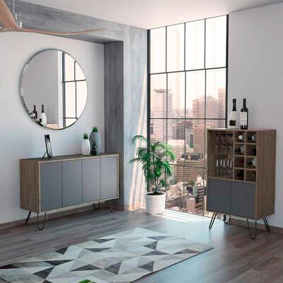 Imagen 1 del producto Combo Bar Bajo + Bife TuHome Vassel Miel Plomo