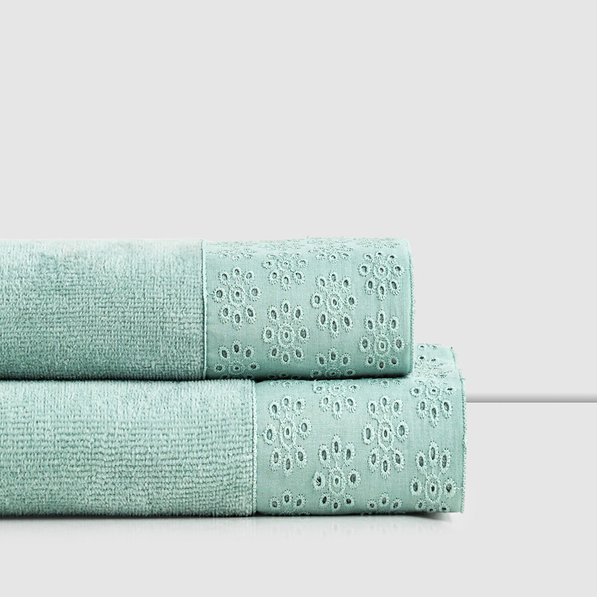 Set 2 Toallas de Ba&ntilde;o Cannon Bordada Jazmin Aqua