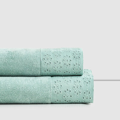 Set 2 Toallas de Ba&ntilde;o Cannon Bordada Jazmin Aqua
