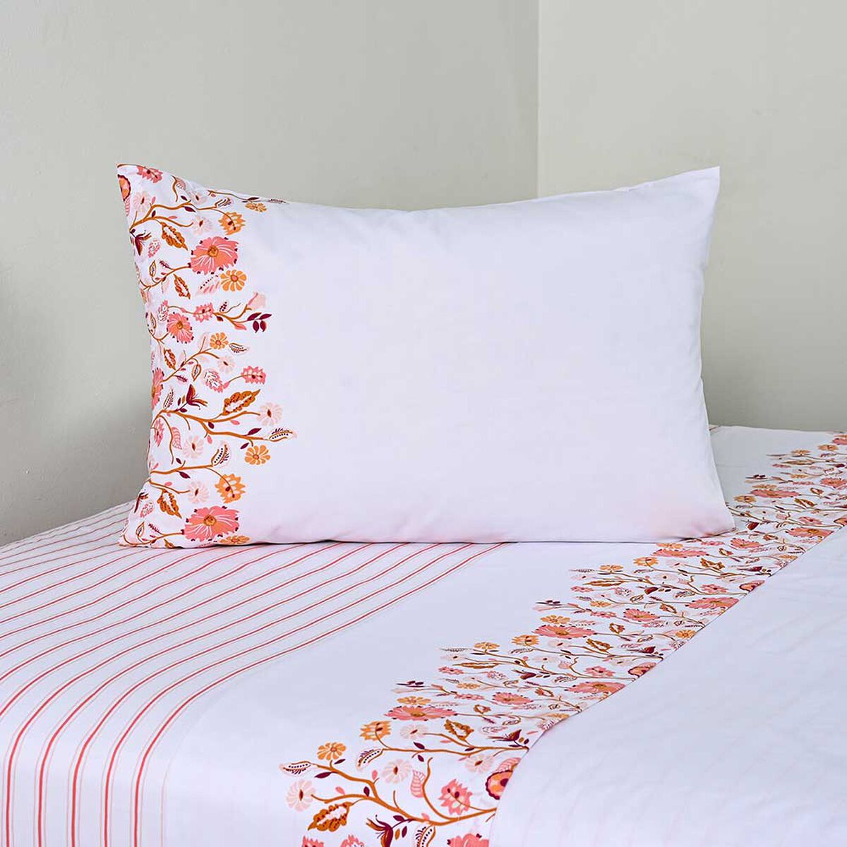 Juego de S&aacute;banas American Family 1.5 Plazas 144 Hilos Tropico Coral