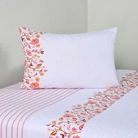 Juego de Sábanas American Family 1.5 Plazas 144 Hilos Tropico Coral