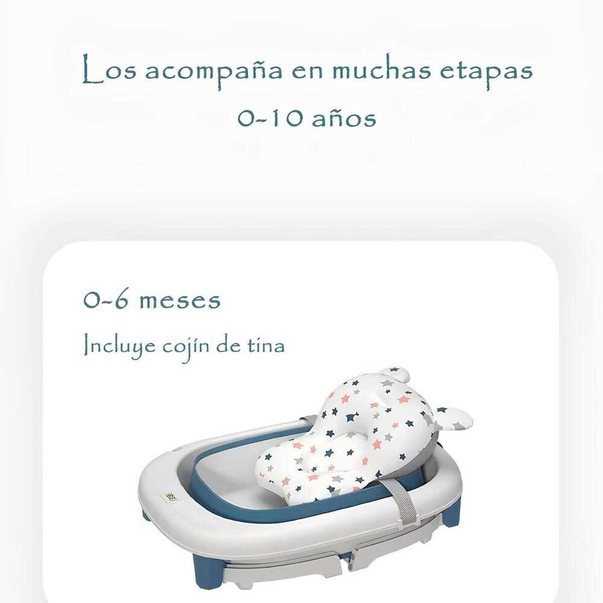 Bañera con Cojin Termómetro y más Accesorios Azul Lubabycas