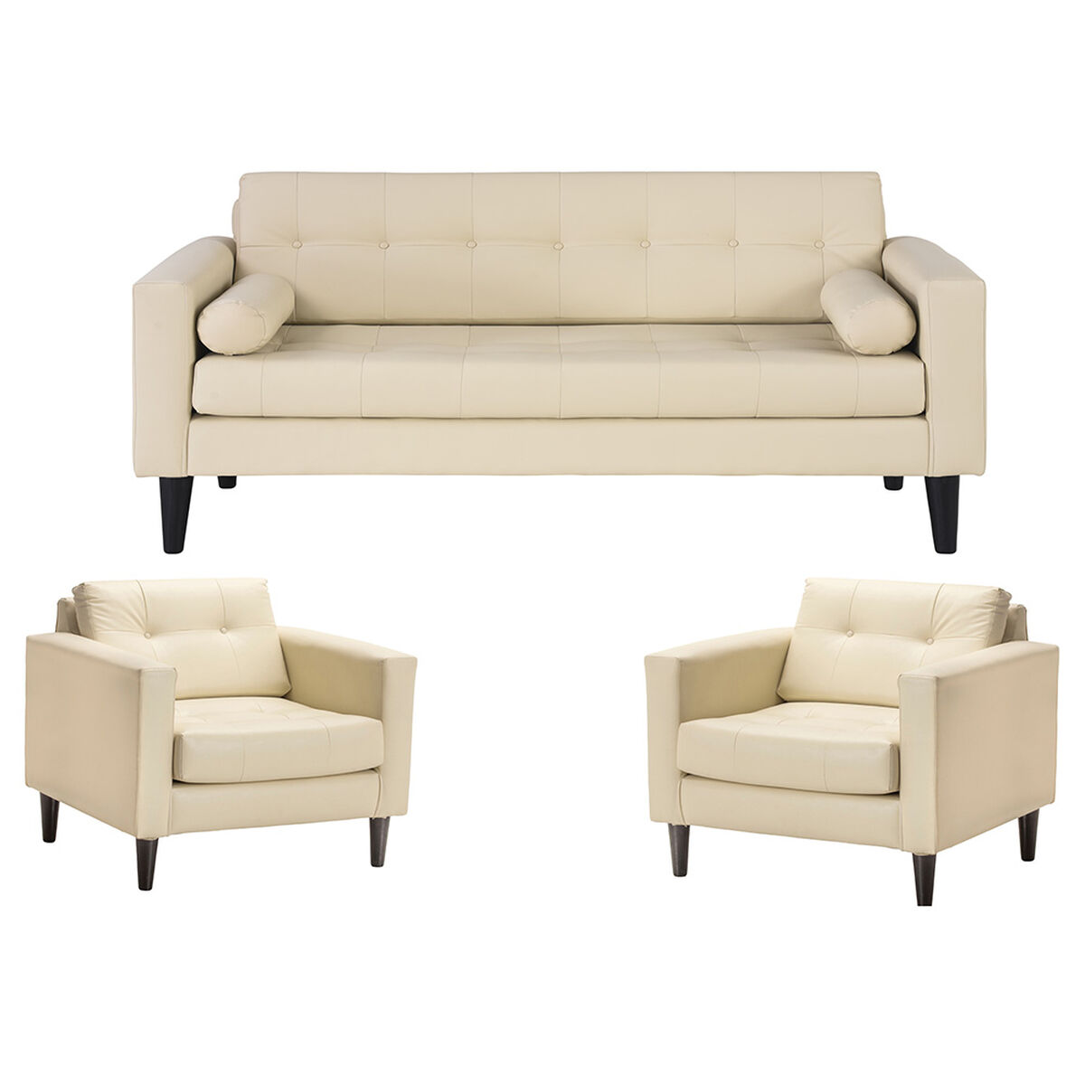 Juego de Living PU Bodevir Retro 3-1-1 Beige