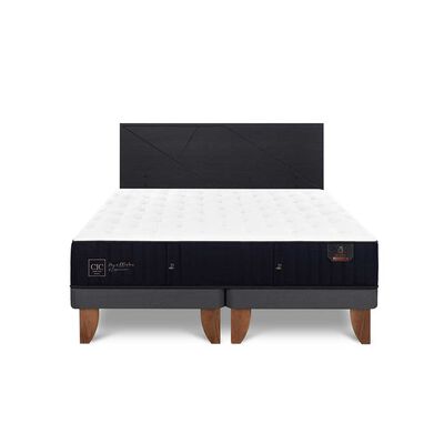 Cama Europea CIC Base Dividida King Premium + Respaldo Villarrica Negro