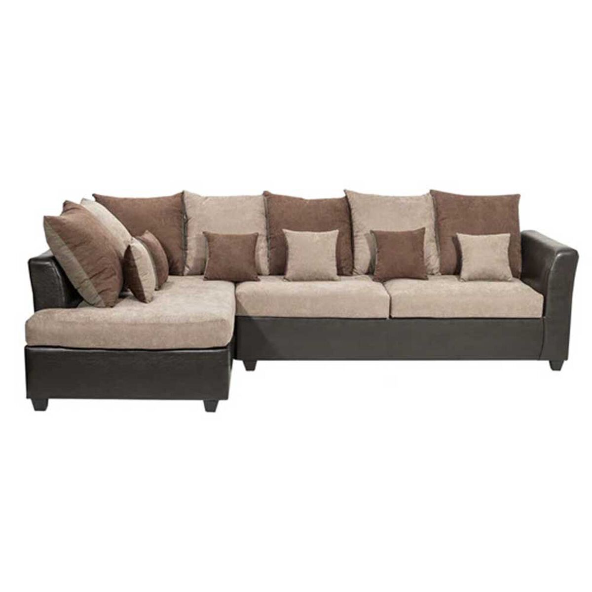 Sofá Seccional Izquierdo Deco Class Venecia 3 Cuerpos Café Beige