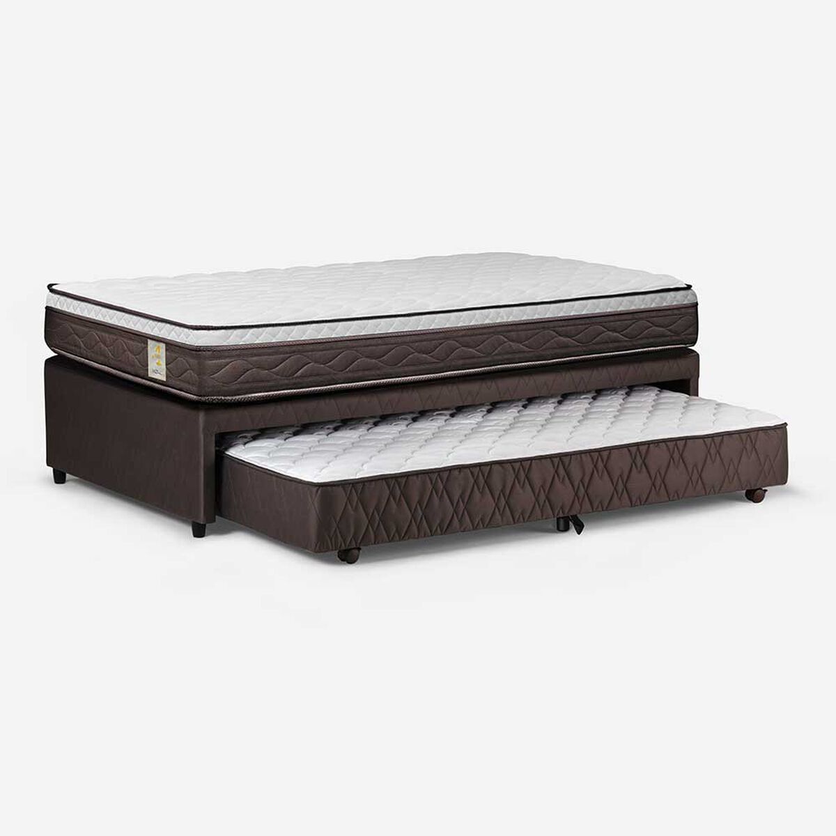 Combo Diván Rosen 1,5 Plazas New Style 4 + Respaldo 1,5 Plazas + Velador Casanova Nogal