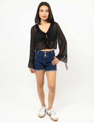 Imagen 2 del producto Blusa Transparente Manga Campana Mujer Fiorucci Negro, Rojo