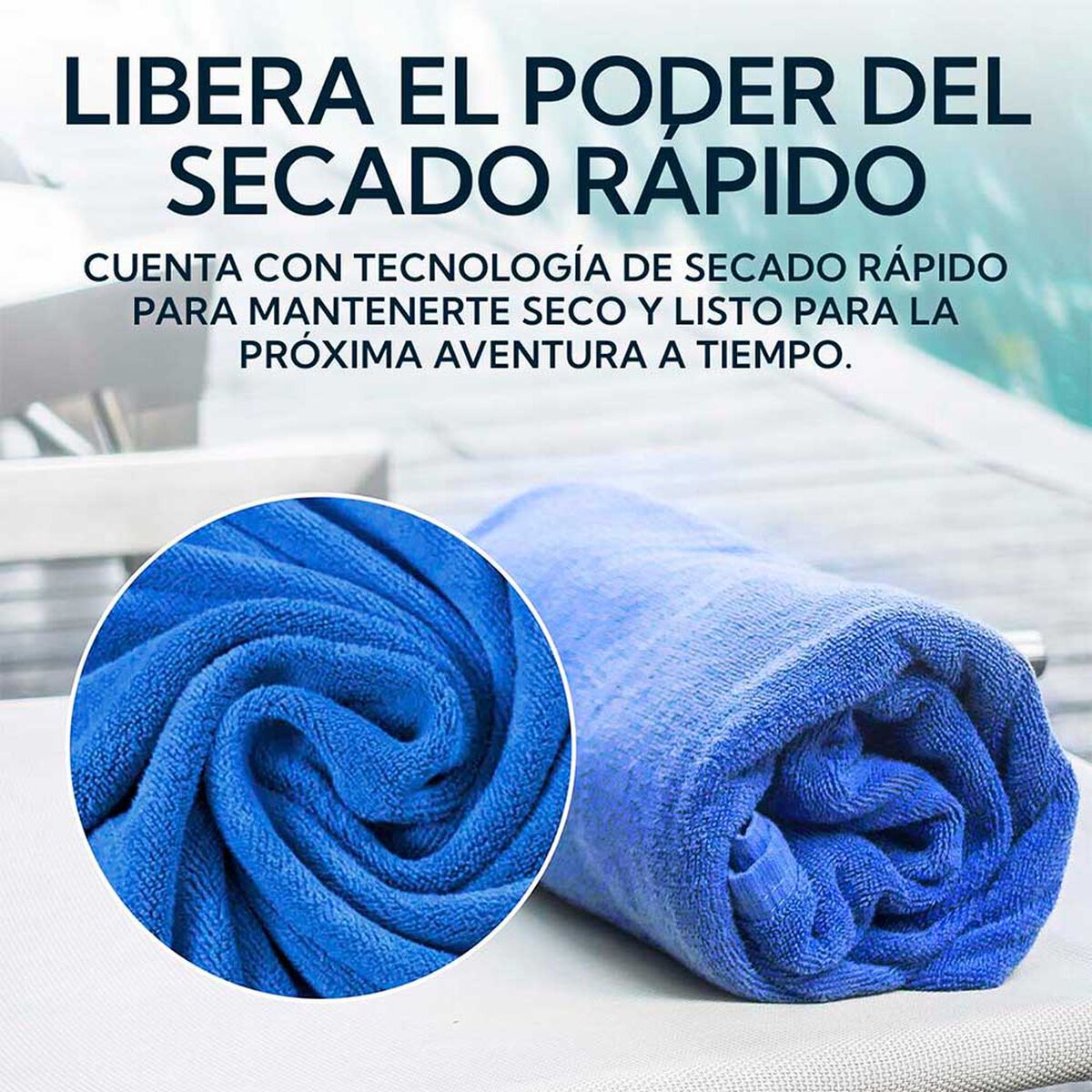 Pack Toallon Y Toalla Microfibra Terry Azul Pro Outdoor