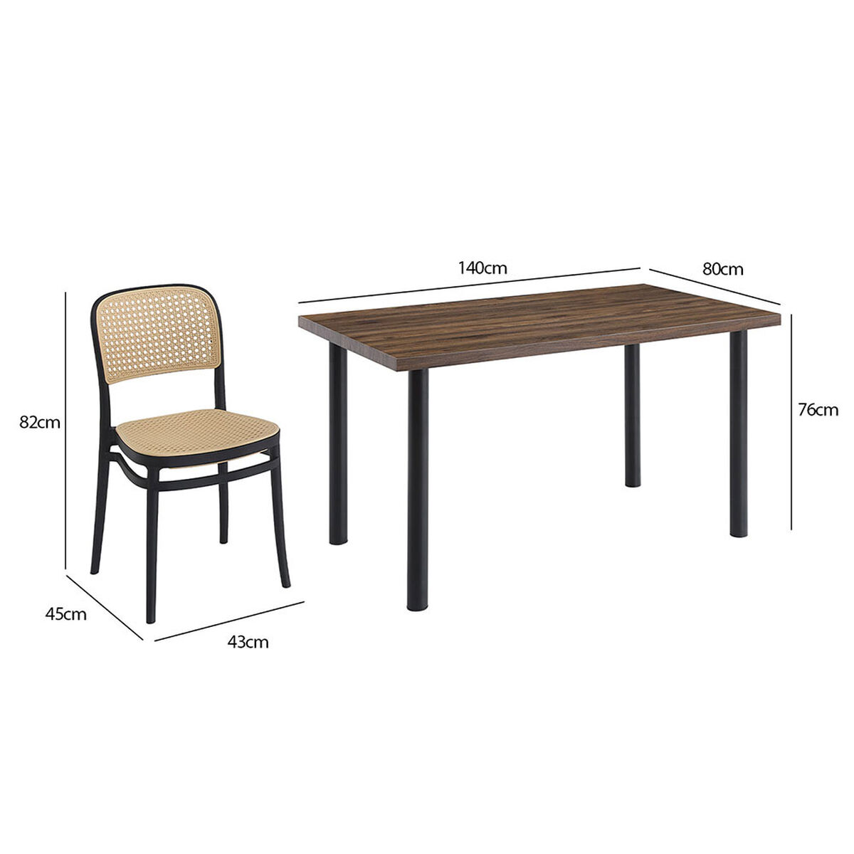 Juego de Comedor Vekkahome Alma Duna 4 Sillas Caf&eacute;