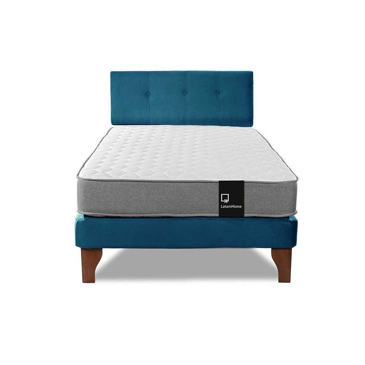 Cama Europea Latam Home 1,5 Plazas Zen Best Azul