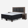 Cama Europea Rosen 2 Plazas Tempo + Respaldo + Velador Rachel Gris