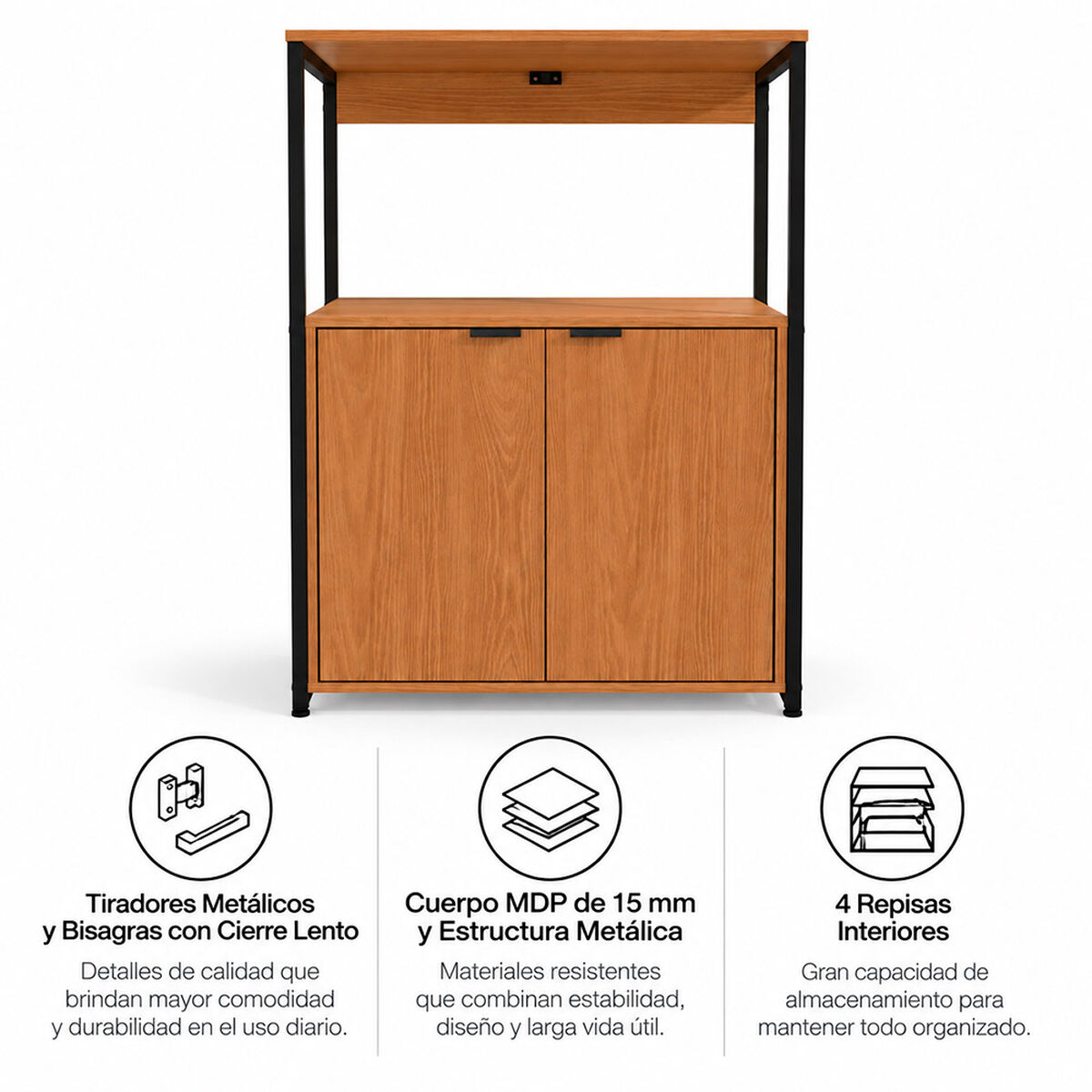 Mueble Organizador de Cocina Roca Org&aacute;nico Canela Negro