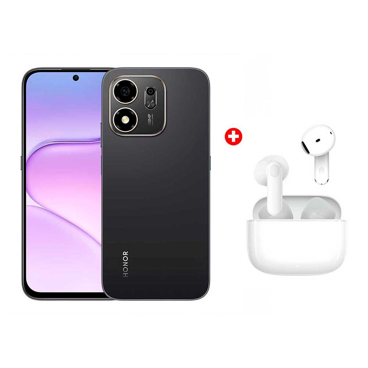 Combo Celular Honor H600 Elite 5G 256 GB 6,8" Negro + Aud&iacute;fonos On Ear Honor X7e Active Blanco