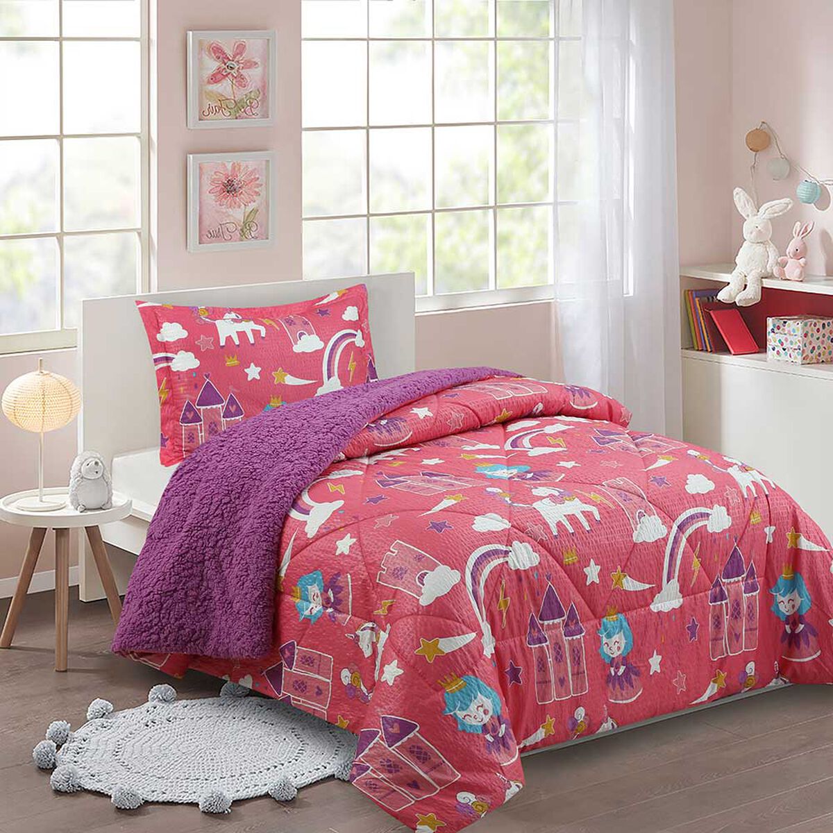 Plum&oacute;n Infantil Doral 1.5 Plazas Senses Estampado Unicornios