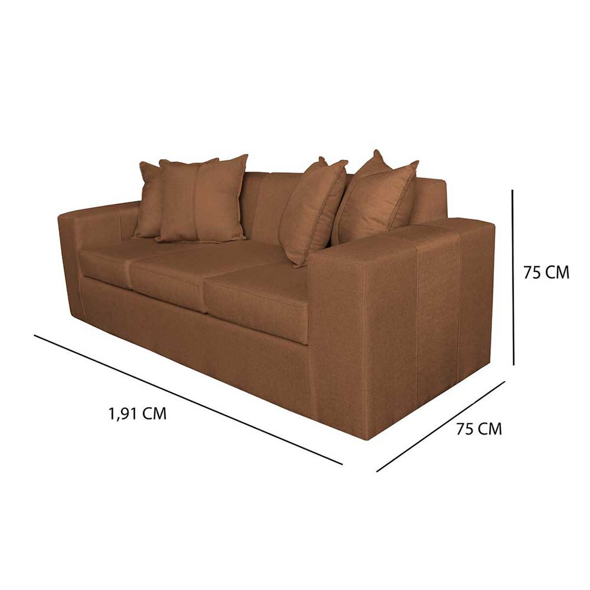 Sofá + 2 Pouff Diseños A&M Home Maxi 5 Personas Chocolate