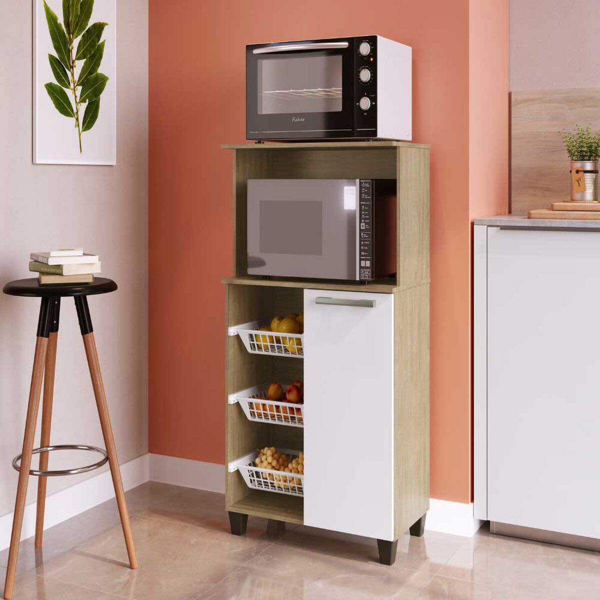 Mueble para Microondas Amuv Habana Café Blanco
