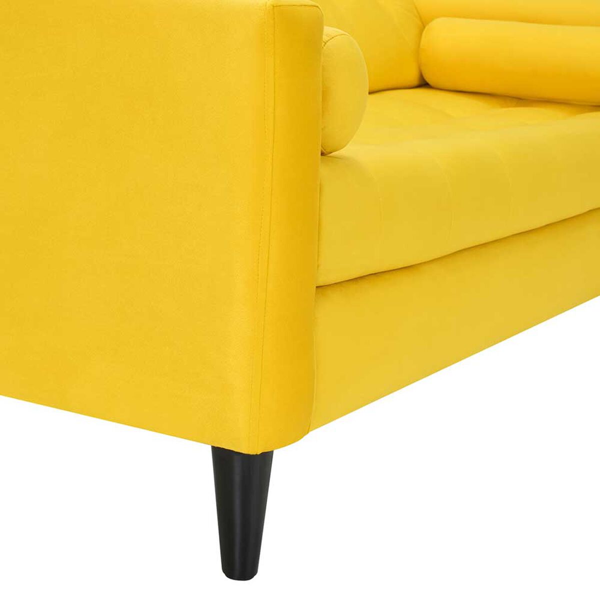 Juego de Living Bodevir Retro Felpa 3 Cuerpos + Dos Sillones 1 Cuerpo Amarillo