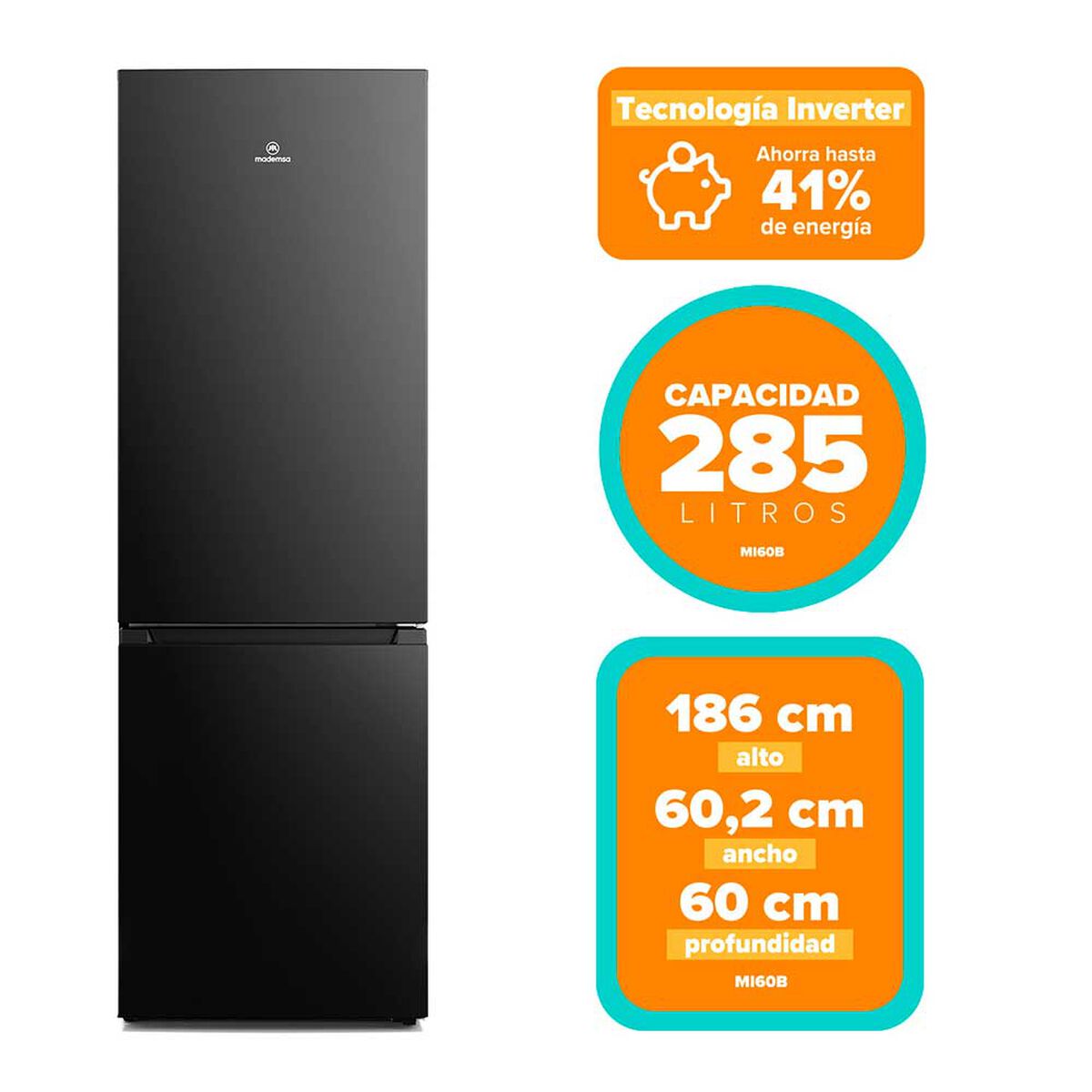 Refrigerador No Frost Mademsa MI60B 285 lts.
