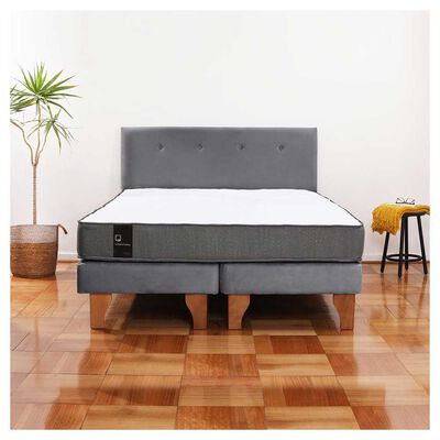 Cama Europea Latam Home Base Dividida 2 Plazas Zen Best Gris + Respaldo Flotante