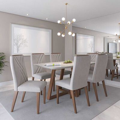 Imagen 1 del producto Juego de Comedor Decocasa Bennet  6 Sillas Off White