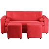 Juego de Living Bodevir Vivo Felpa 30 Sofá 3 Cuerpos + Dos Pouf 1 Cuerpo Rojo