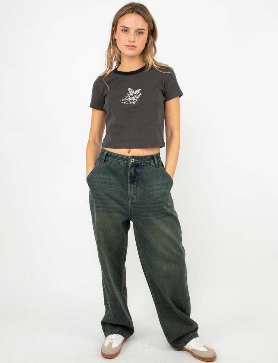 Polera Crop Con Estampado Mujer Icono
