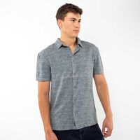 Camisa Lino Manga Corta Hombre Fiorucci Gris-As-Os, Navy