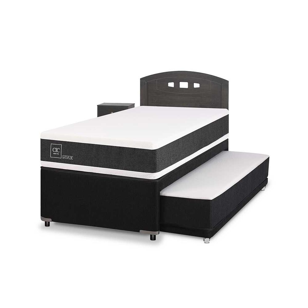Cama Nido CIC 1,5 Plazas Ortopedic + Respaldo + Velador Gales