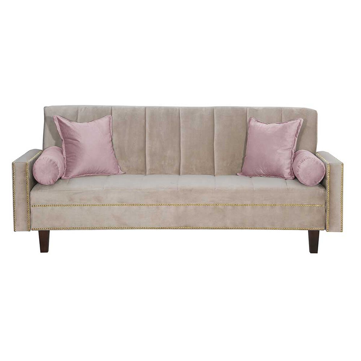Futón Black Factory Vanguardia 3 Cuerpos Beige Rosa
