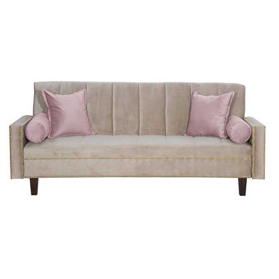 Futón Black Factory Vanguardia 3 Cuerpos Beige Rosa