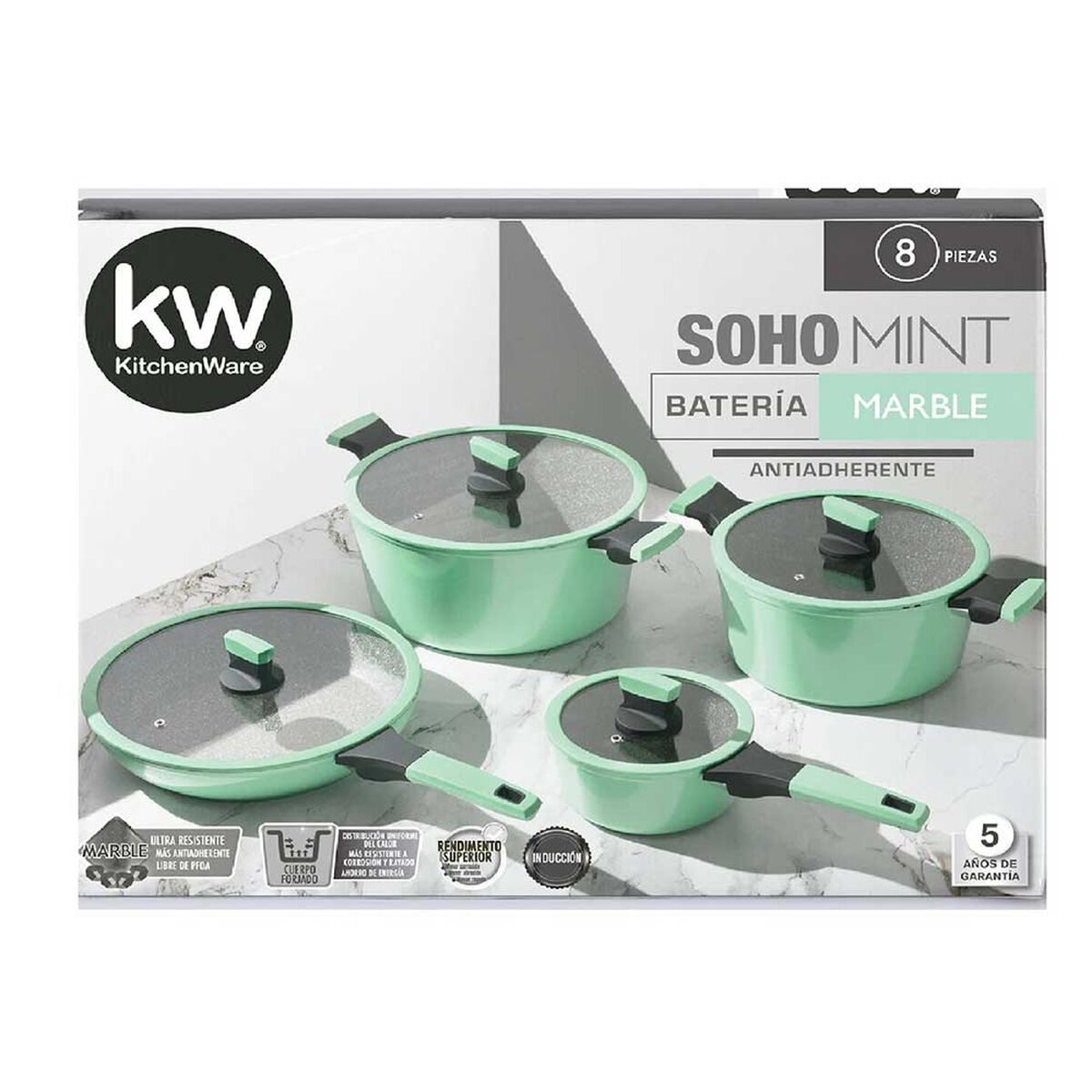 Baterías de Cocina Aluminio Kitchenware Soho Mint 8 Piezas