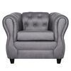 Juego de Living Ruzam Mobel Chesterfield Sof&aacute; 3 Cuerpos + Dos Sillones 1 Cuerpo PU Gris