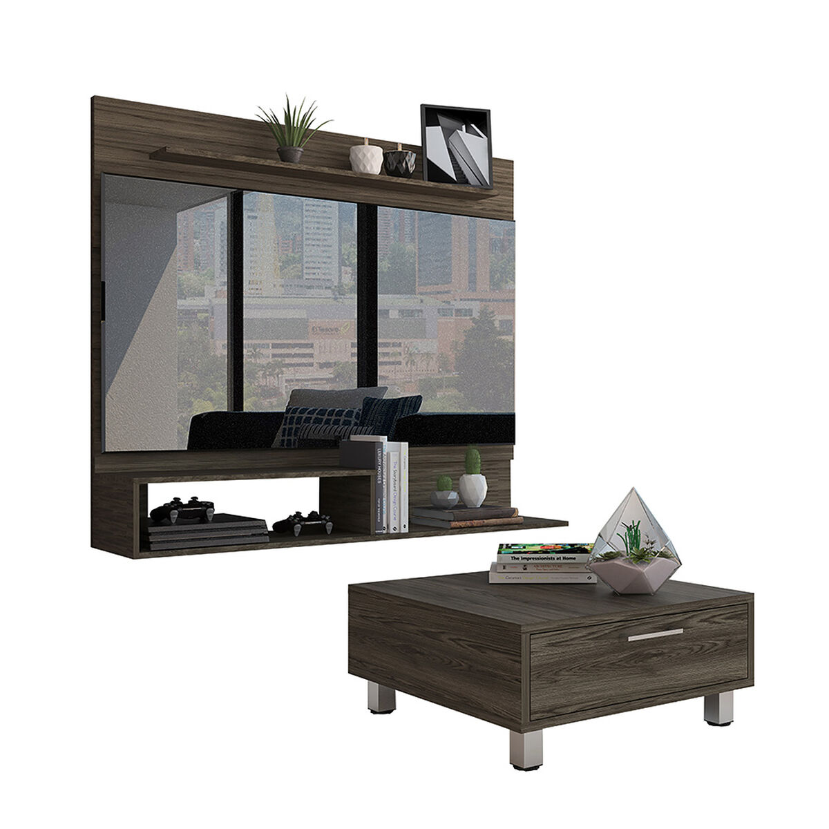 Combo Panel TV 55" + Mesa de Centro Tuhome Beijing 47