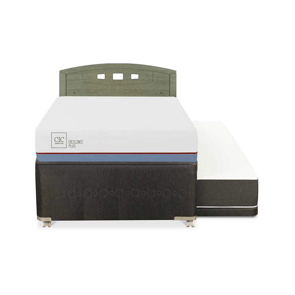 Cama Nido CIC 1,5 Plazas Excellence Plus + Respaldo Gales Olivo