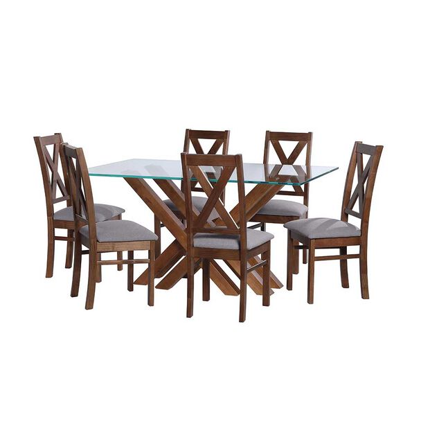 Juego de Comedor Latam Home Merida 6 Sillas Gris Claro