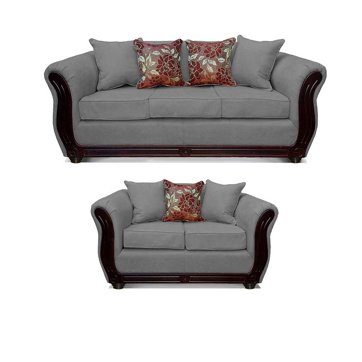 Juego de Living Elegant Detail Girona Sofá 3 Cuerpos + Sofá 2 Cuerpos Gris