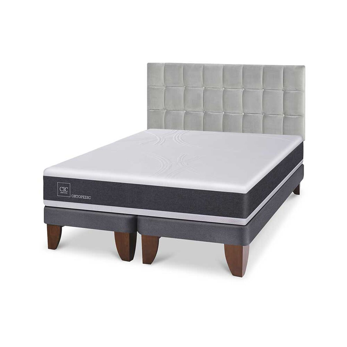 Cama Europea CIC Base Dividida King Ortopedic + Respaldo Sile