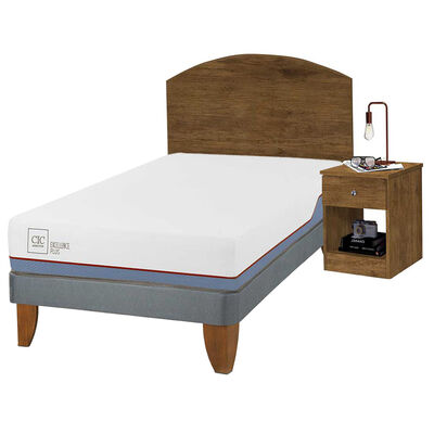 Combo Cama Europea CIC 1,5 Plazas Excellence Plus + Respaldo + Velador Casanova 1,5 Plazas Jequitiba
