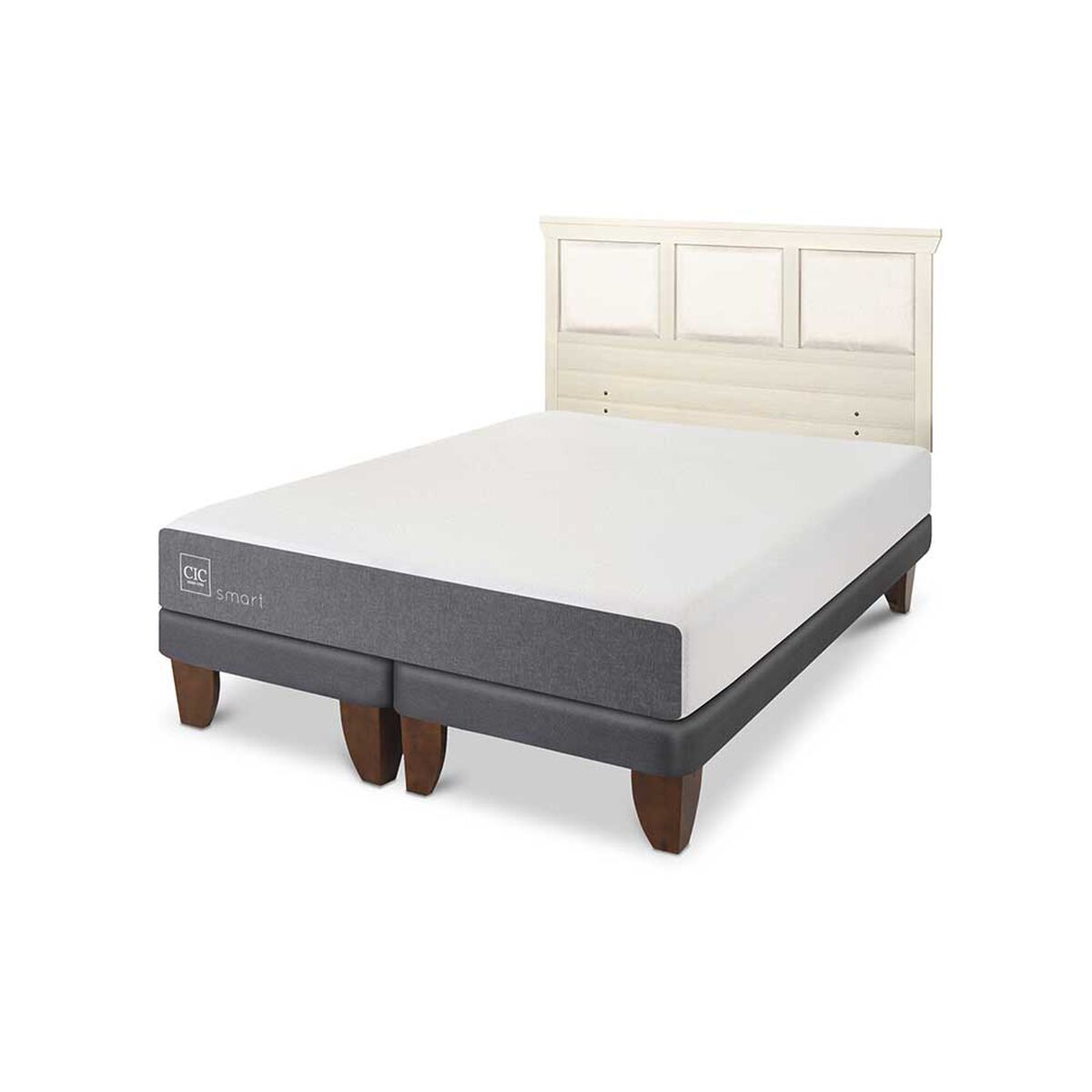 Cama Europea CIC Base Dividida 2 Plazas Smart + Respaldo Torino Alpino