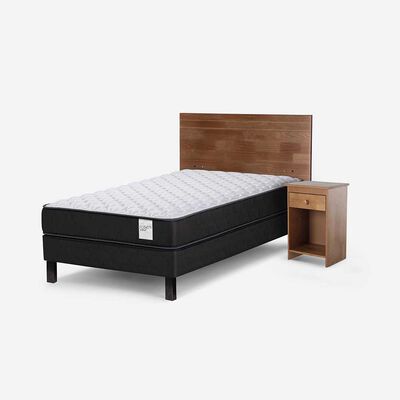 Imagen 2 del producto Cama Europea Rosen 1,5 Plazas Wave + Respaldo Tabor Caramelo + Velador