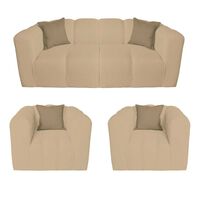 Juego de Living Muebles MYM Leonol Sofá 3 Cuerpos + Dos Sillones 1 Cuerpo Beige