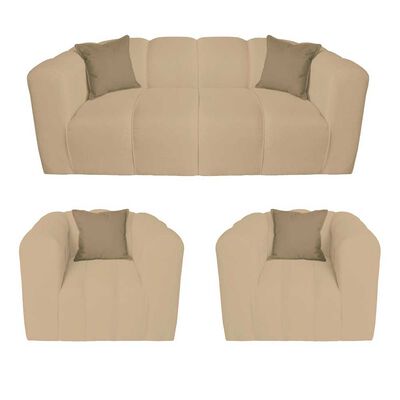 Imagen 1 del producto Juego de Living Muebles MYM Leonol Sofá 3 Cuerpos + Dos Sillones 1 Cuerpo Beige