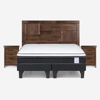 Cama Europea Rosen Base Dividida 2 Plazas Dolce + Respaldo + 2 Veladores