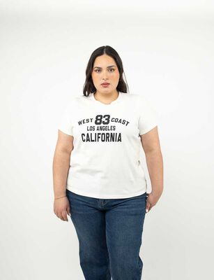 Imagen 1 del producto Polera Con Estampado Manga Corta Mujer Extralindas Blanco