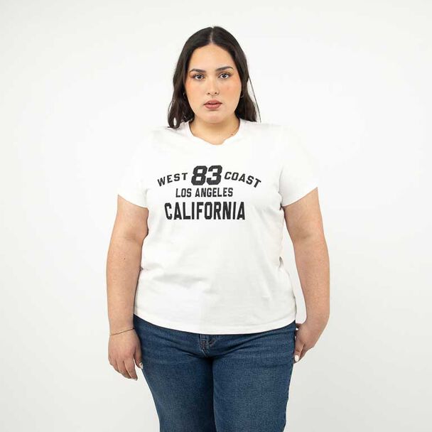 Polera Con Estampado Manga Corta Mujer Extralindas